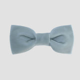 Silver gray velvet bow tie on a white background