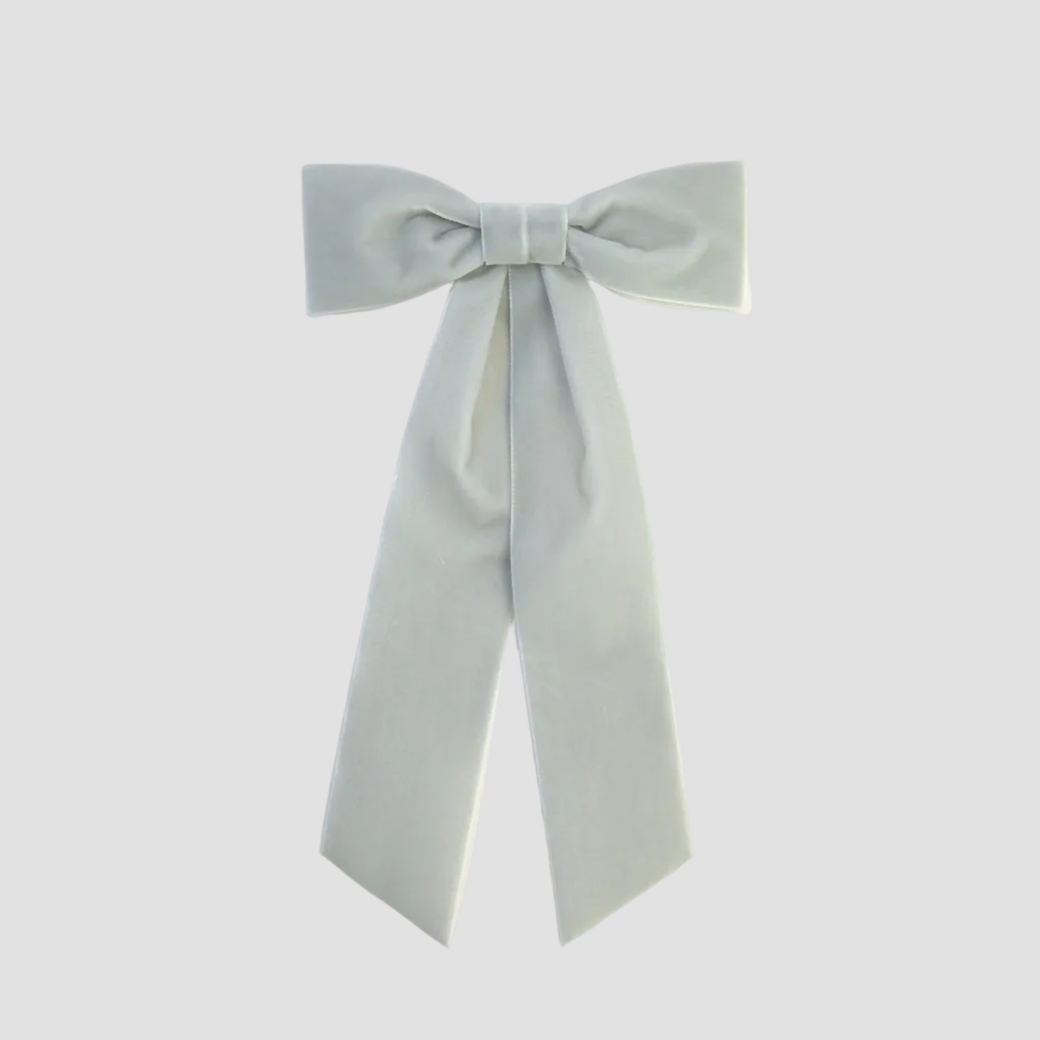 silver gray womens velvet hair bow long tail style