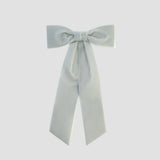 silver gray womens velvet hair bow long tail style