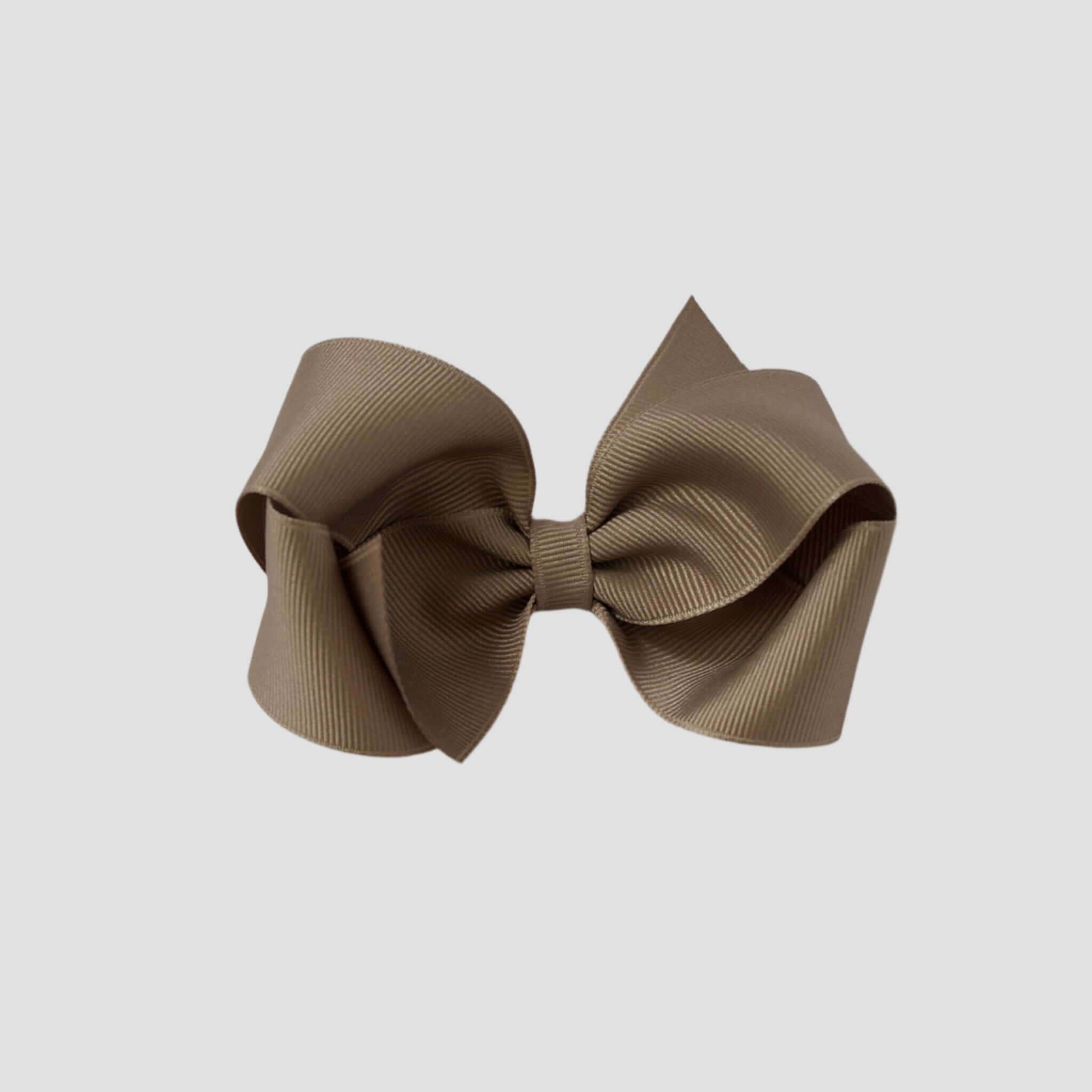 Taupe brown hair bow on a white background