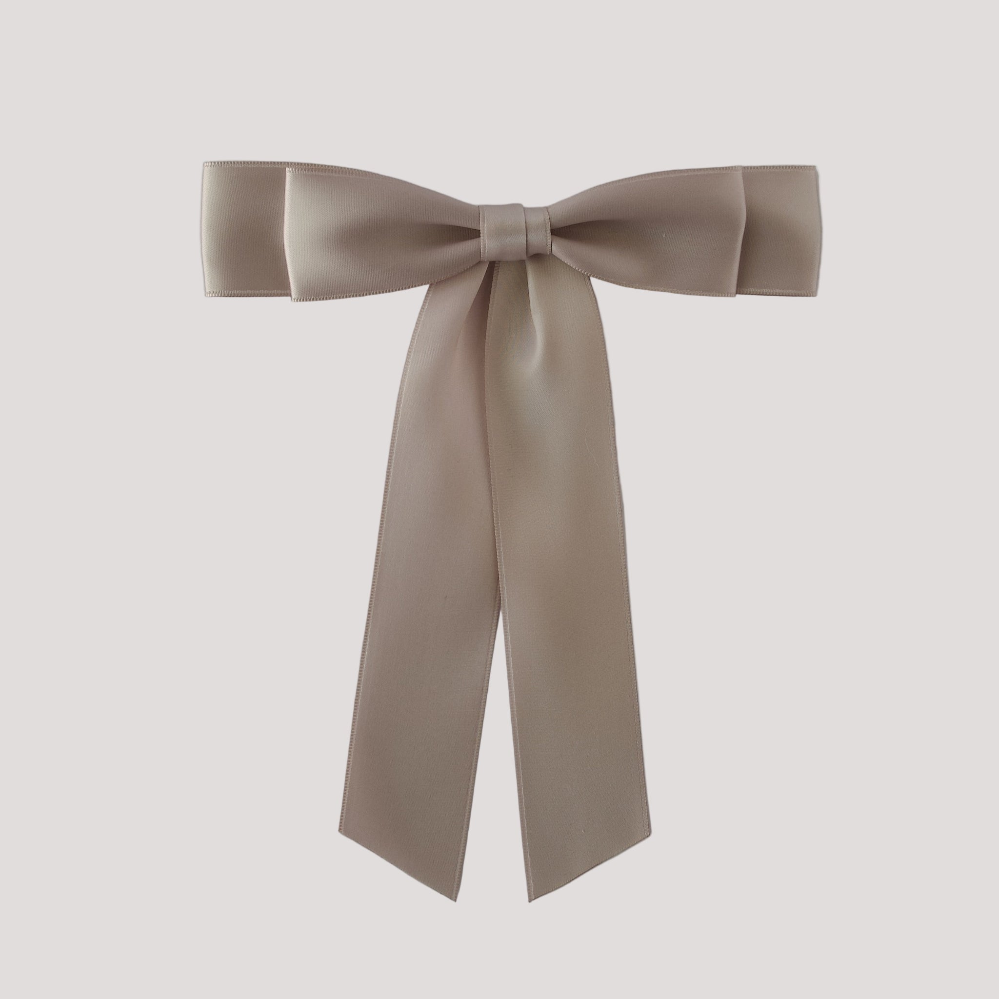 Grace satin bow in taupe brown