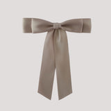 Grace satin bow in taupe brown
