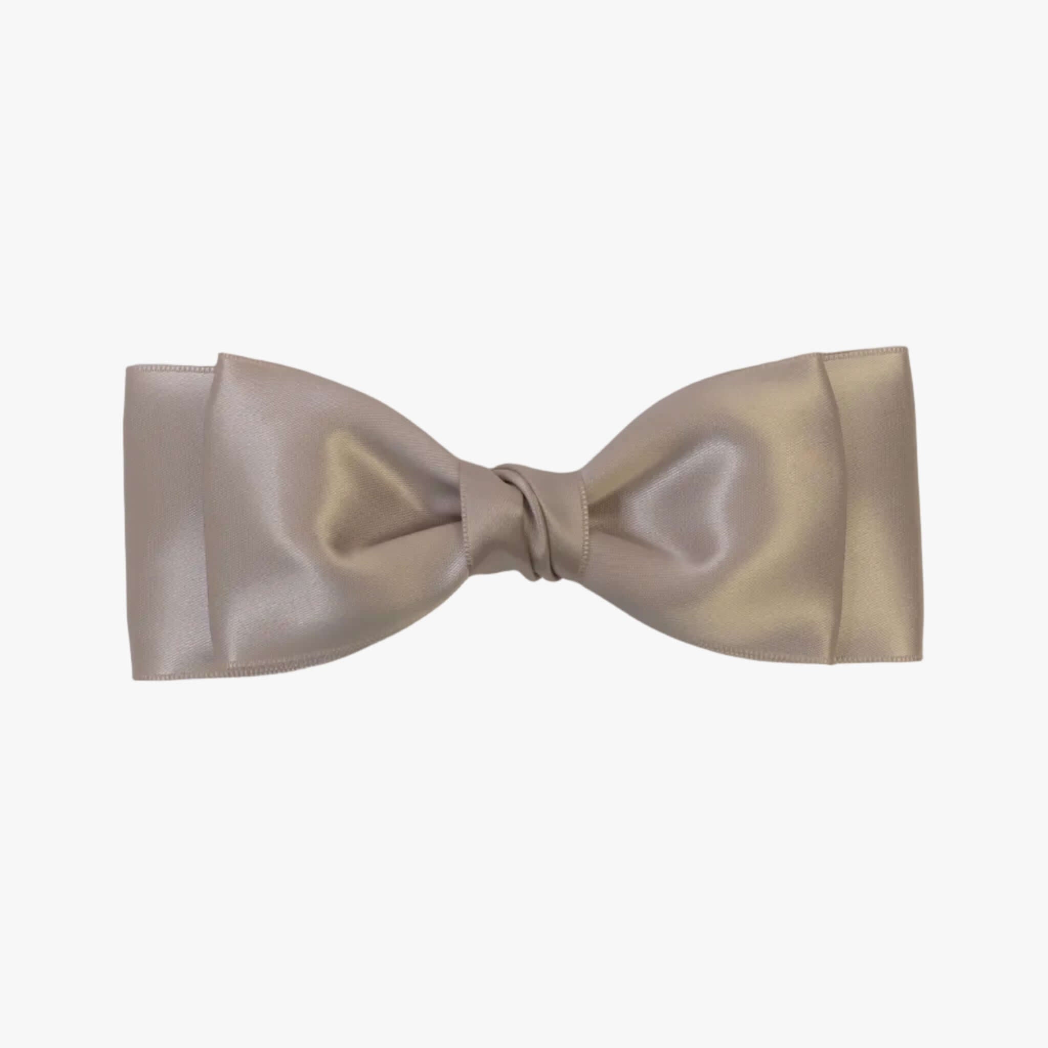 Ava satin bow in taupe on a white background