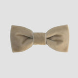 Taupe brown velvet bow tie on a white background