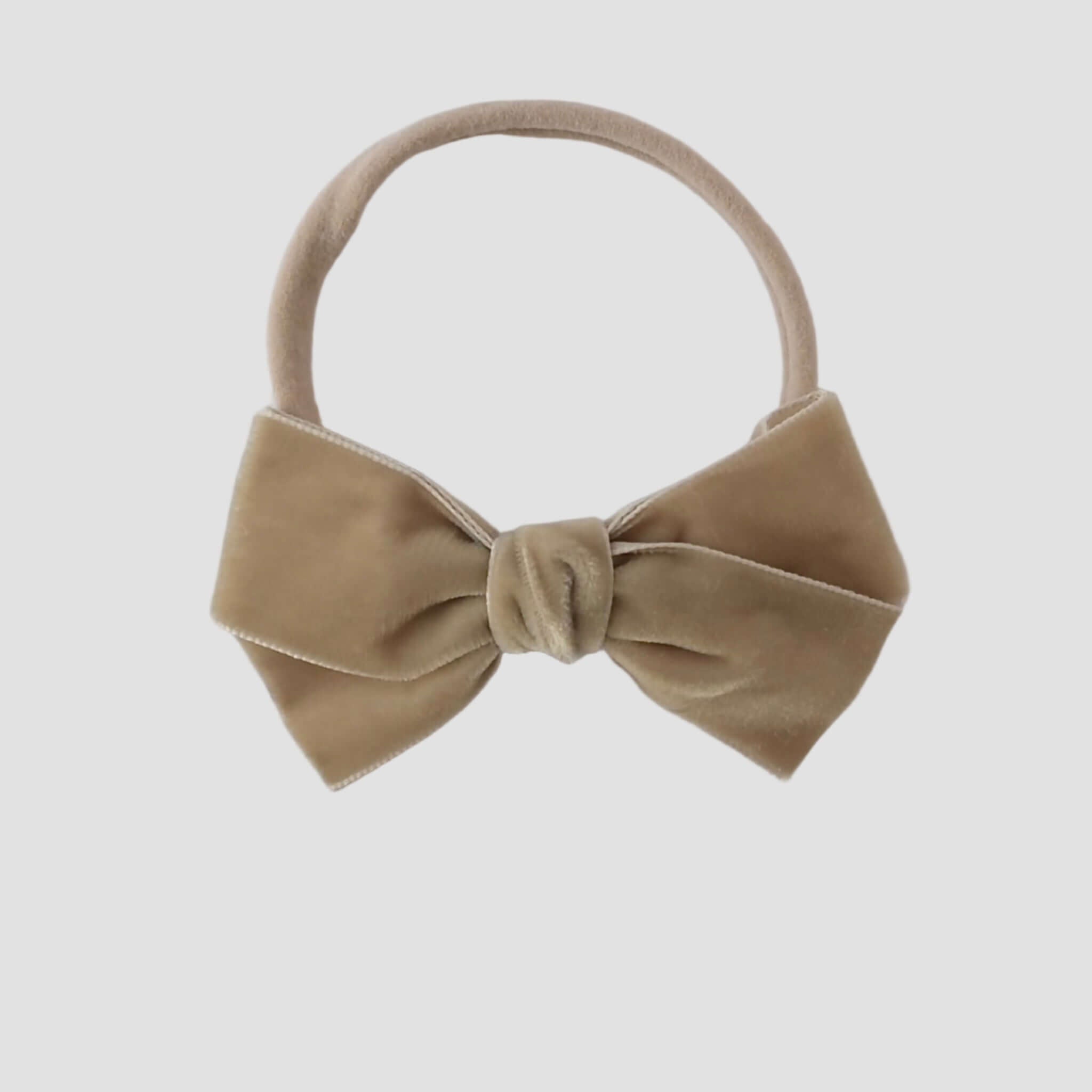 Taupe velvet kayla bow headband