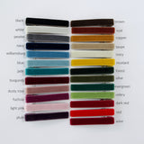 Velvet color swatch chart on a white background