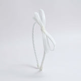 white velvet bow headband for girls