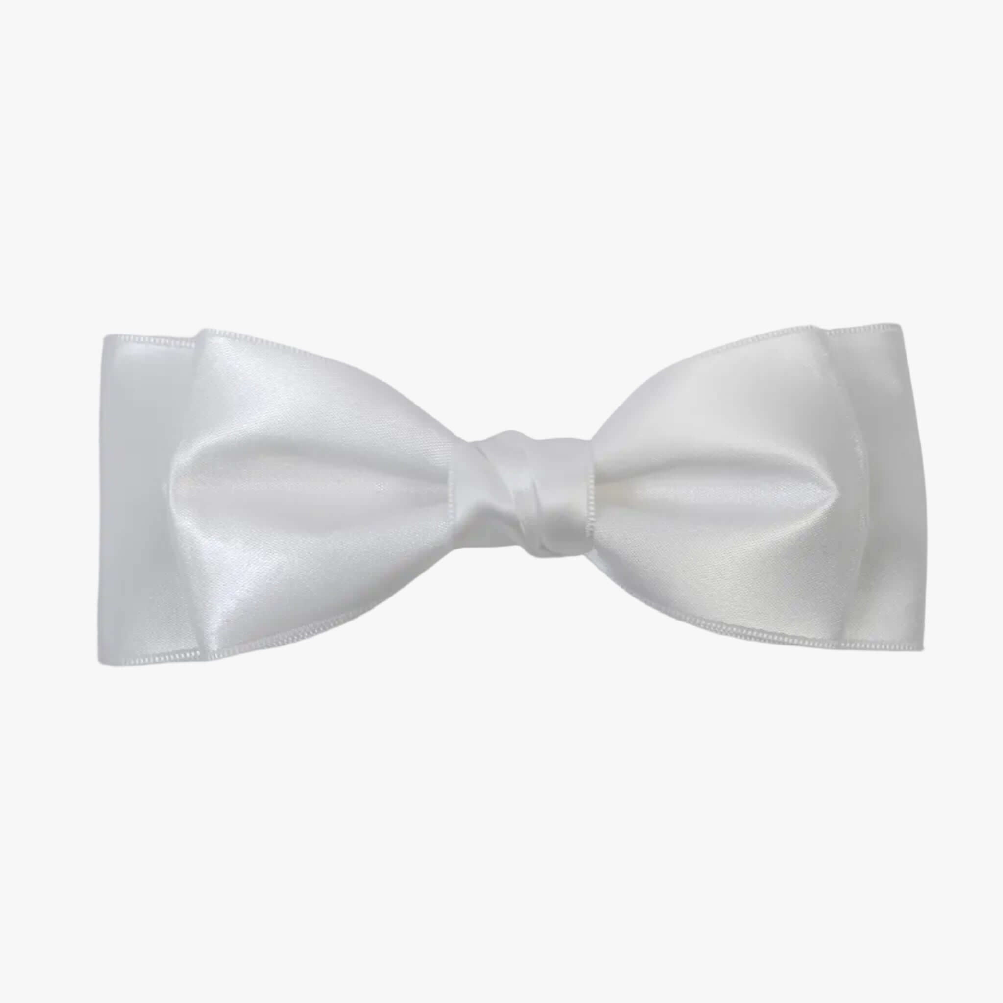 Ava satin bow in white on a white background