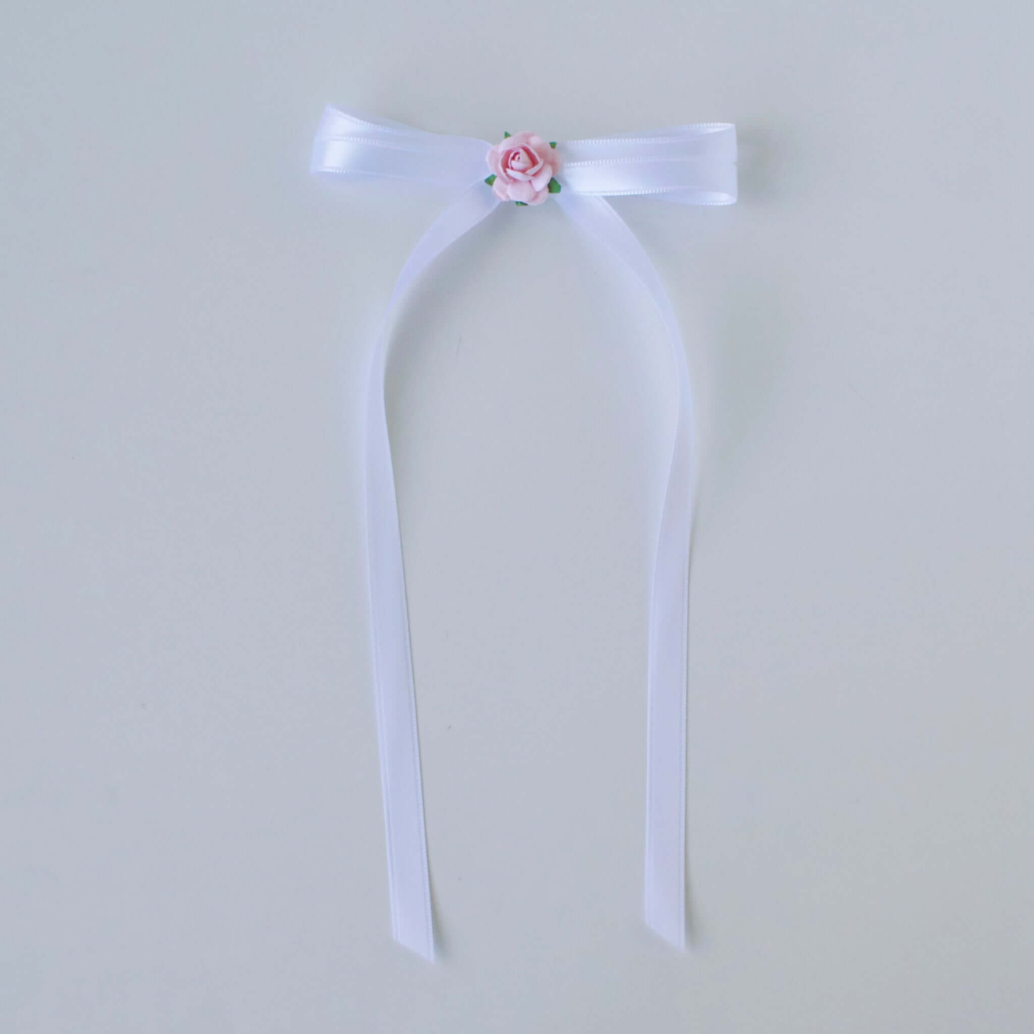Olivia Satin Bow with Rose Accent