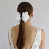 White Satin Flower Claw Clip