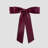 Grace satin hair bow in wine 