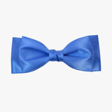 Ava satin bow in wisteria blue on a white background