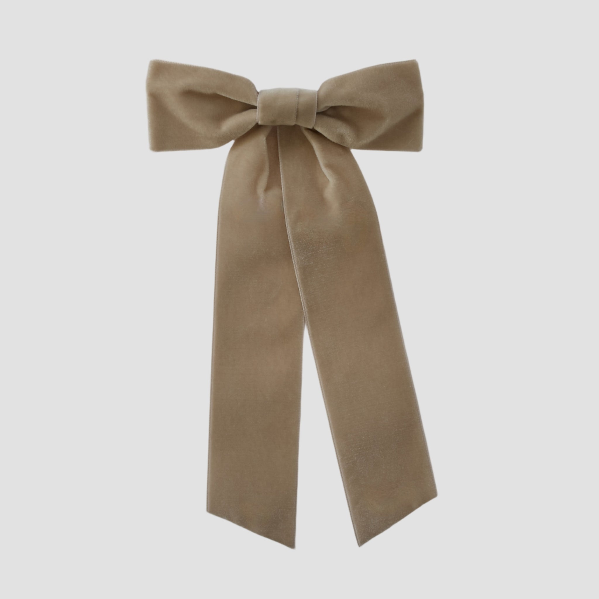 Zoe velvet hair bow in taupe brown