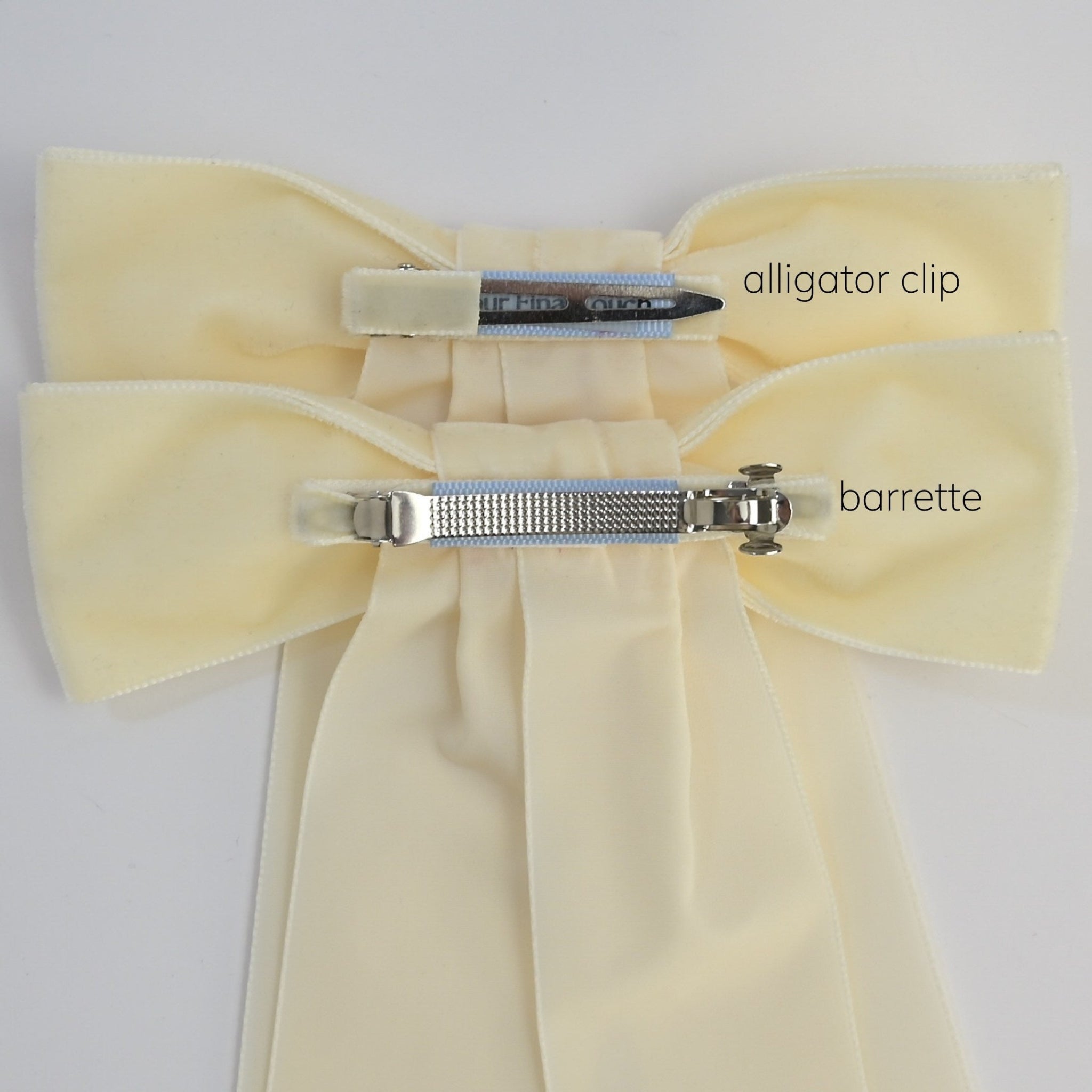 womens velvet hair bow clip options alligator clip and barrette