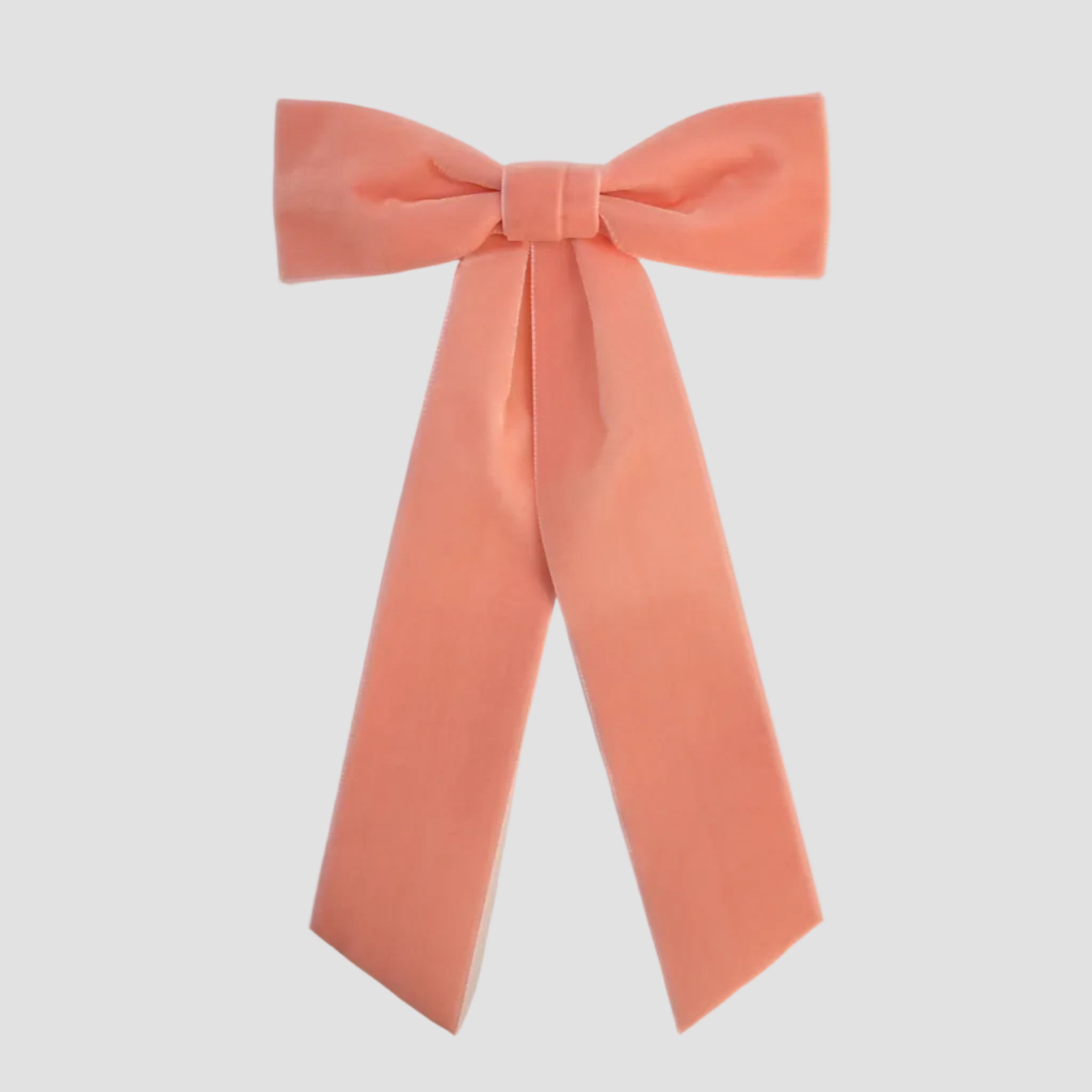 coral womens velvet hair bow long tail style