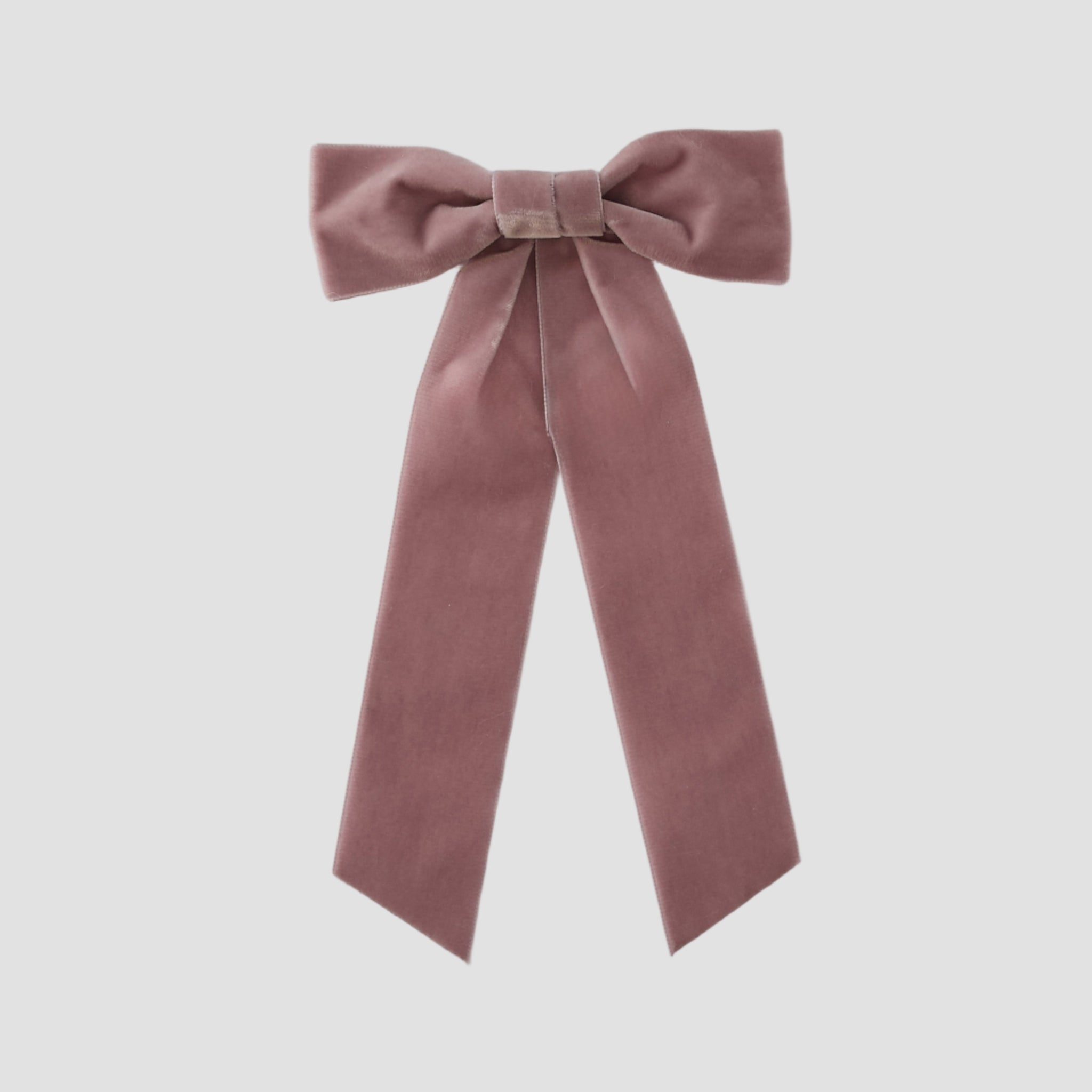 Zoe velvet hair bow in dusty rose pink