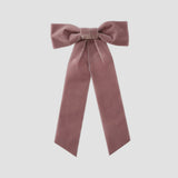 Zoe velvet hair bow in dusty rose pink