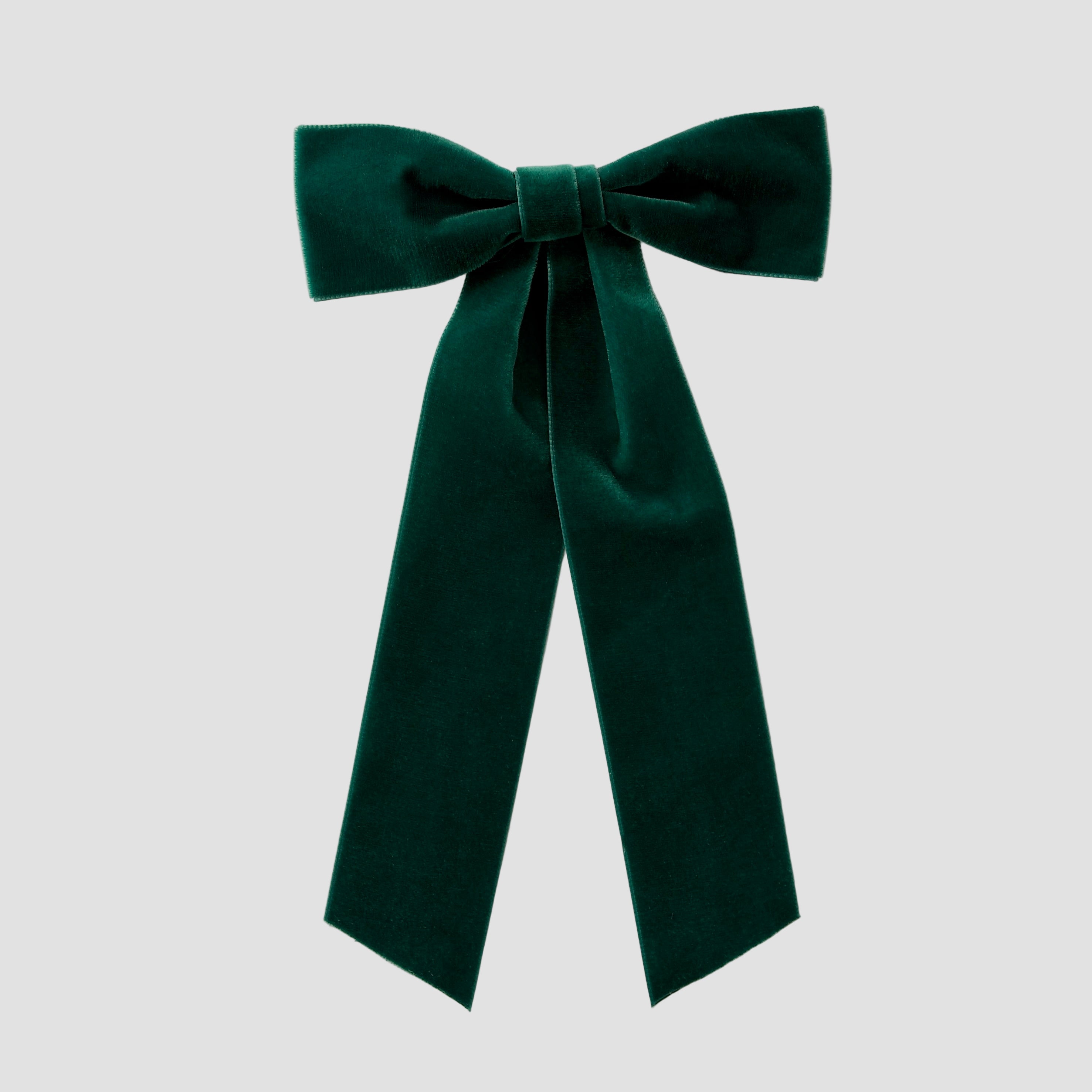 Zoe velvet hair bow in evergreen