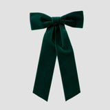 Zoe velvet hair bow in evergreen