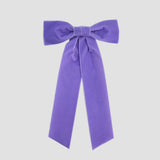 lavender womens velvet hair bow long tail style