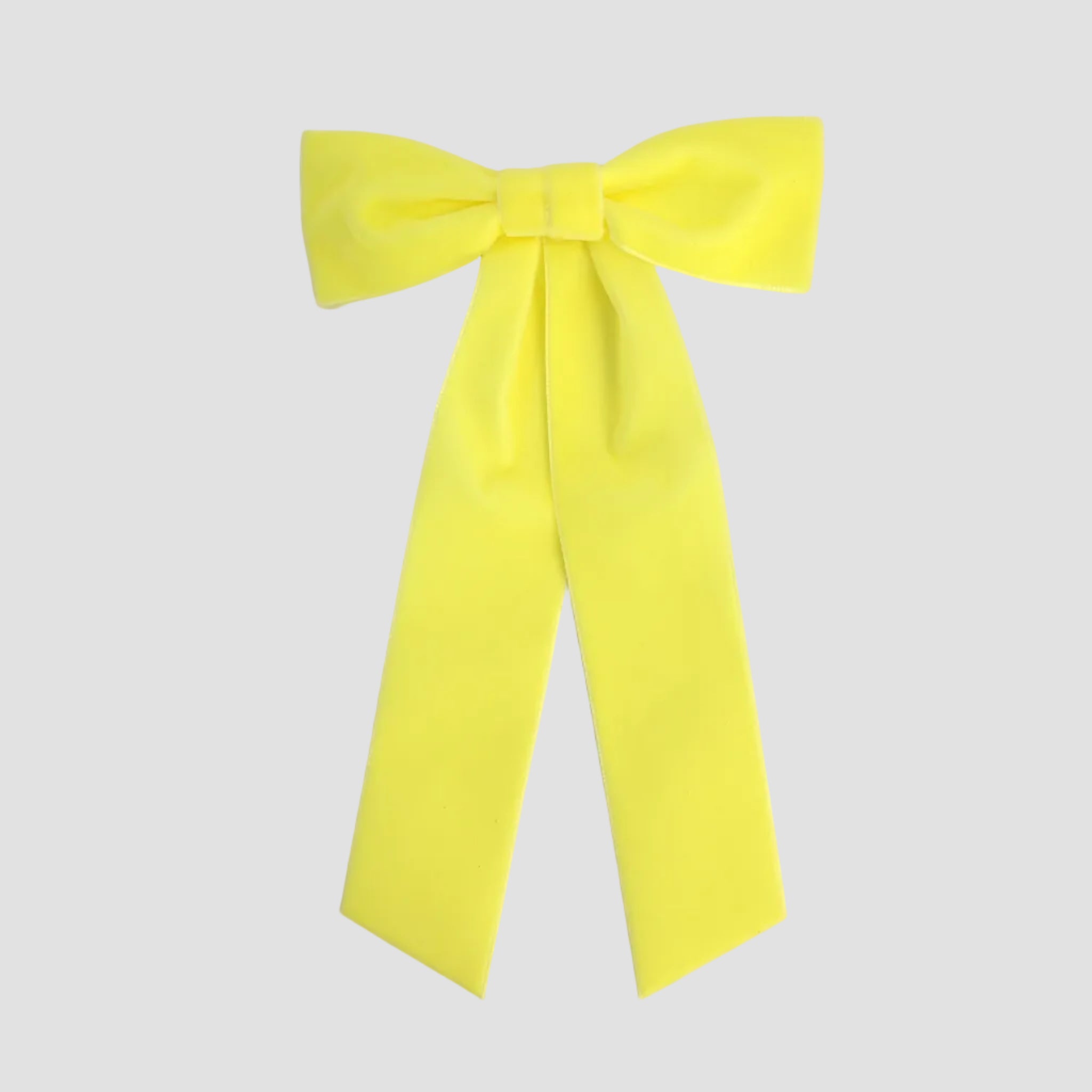 light yellow womens velvet hair bow long tail style