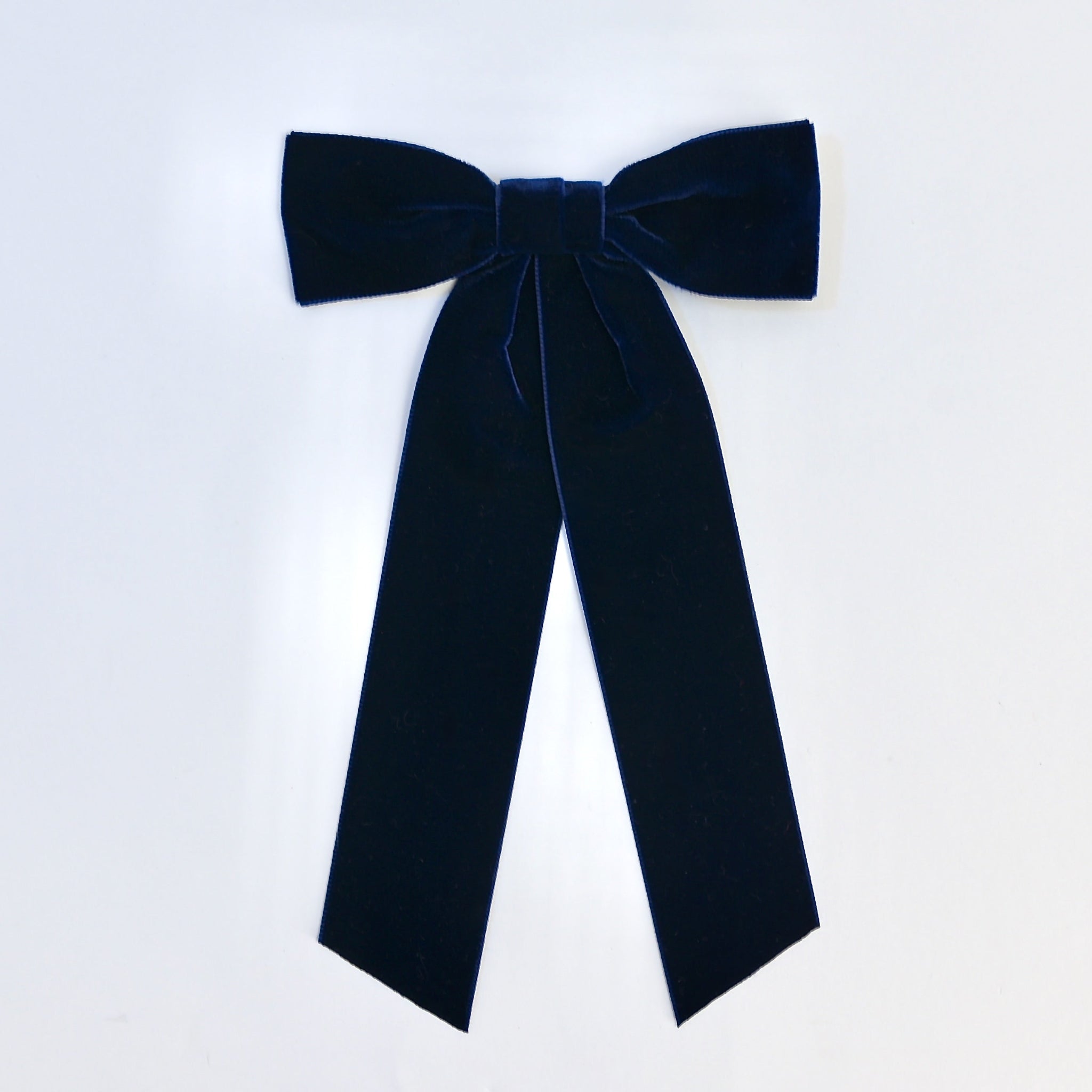 navy womens velvet hair bow long tail style