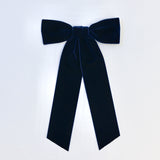 navy womens velvet hair bow long tail style