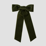 Zoe velvet hair bow in olive green