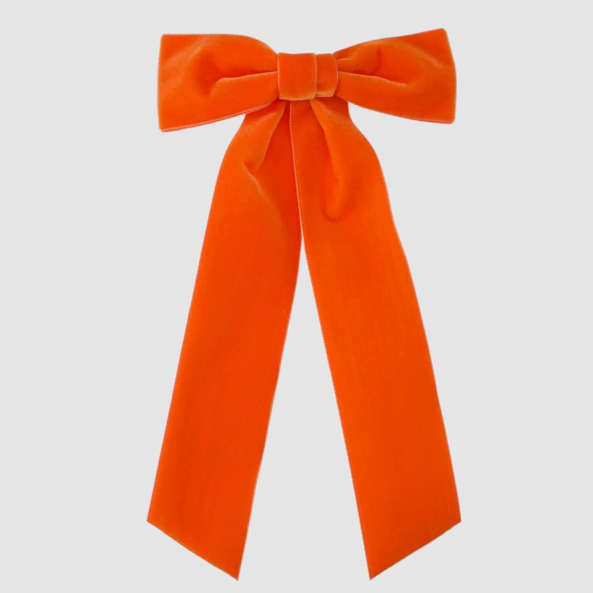 orange velvet ribbon hair bow | buy hair accessories handmade