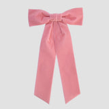 rose pink womens velvet hair bow long tail style