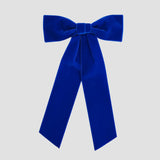 royal blue womens velvet hair bow long tail style