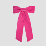 hot pink womens velvet hair bow long tail style