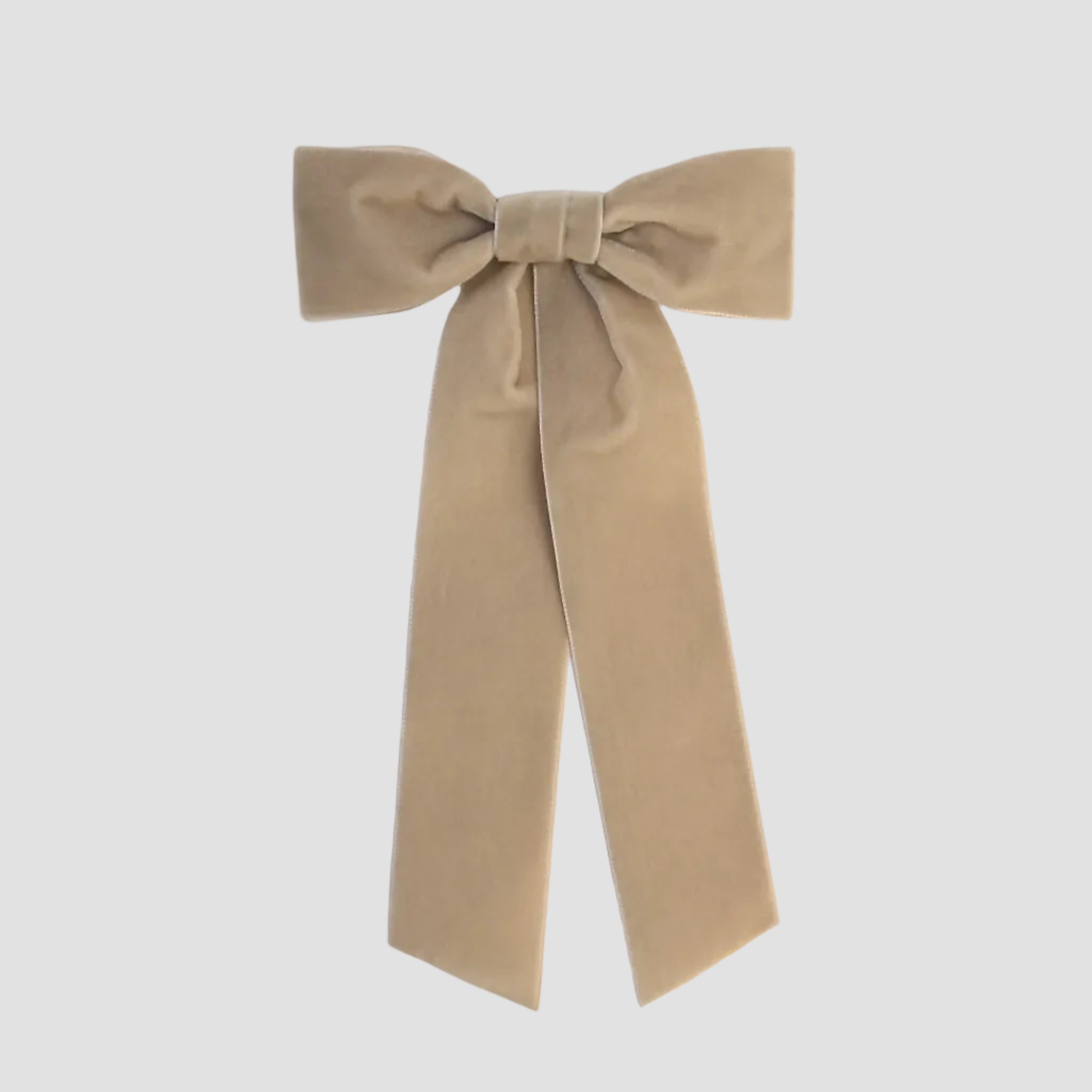 taupe beige womens velvet hair bow long tail style