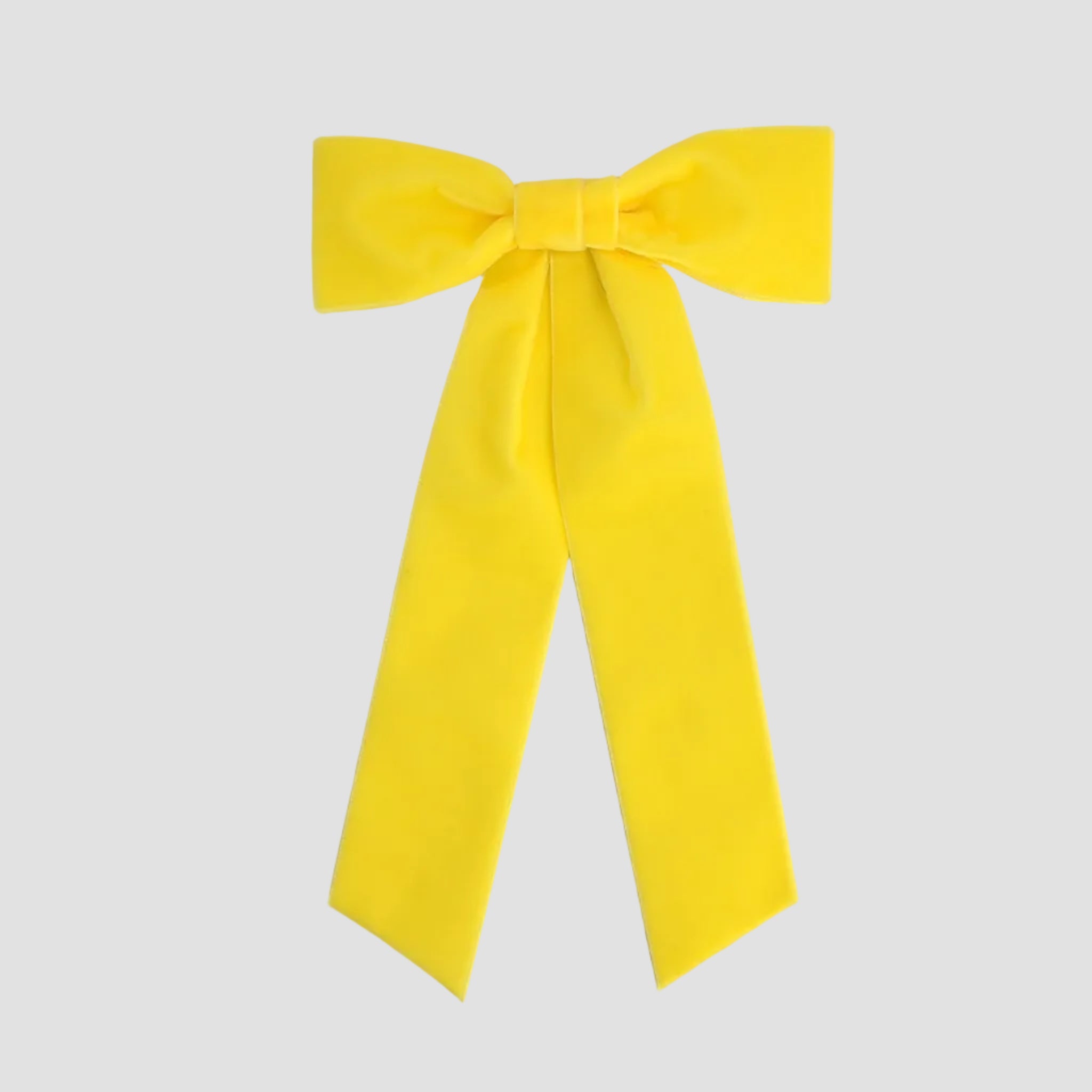 yellow womens velvet hair bow long tail style