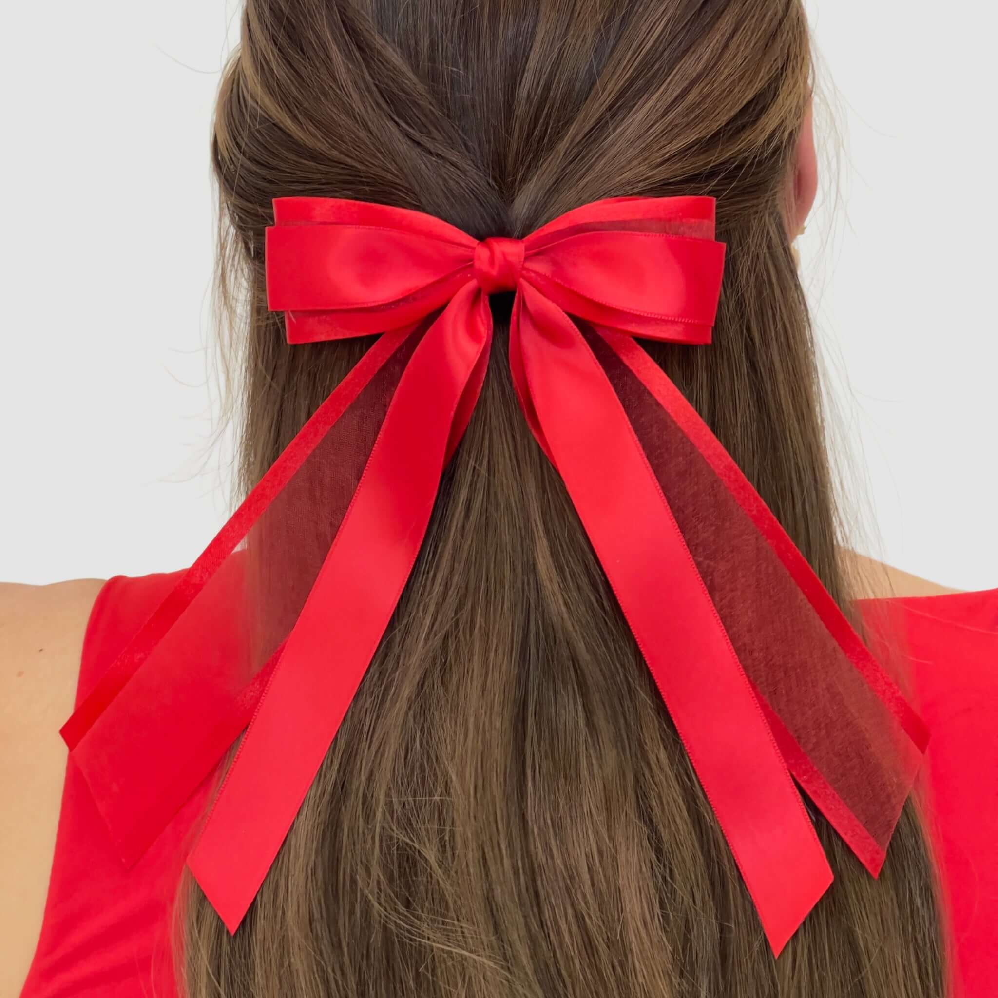 Organza and Satin Bow Red